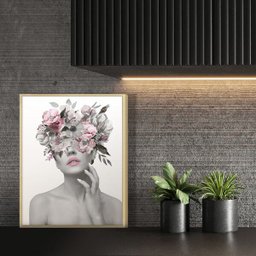 Quadro Decorativo Mulher com Flor Surreal Moderno para Sala Quarto Casal Feminino - 2