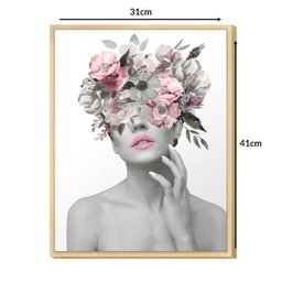 Quadro Decorativo Mulher com Flor Surreal Moderno para Sala Quarto Casal Feminino - 3