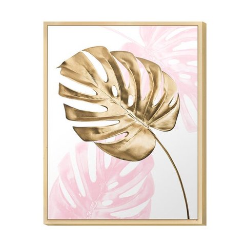 Quadro Decorativo para Quarto de Casal Feminino Costela Adão Sala Rosa Gold Flor Mdf