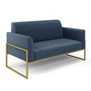 Ver imagem 1 de Sofá Namoradeira Base Industrial Alta Dourado Marisa Suede Azul Marinho D03 - D’Rossi