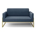 Ver imagem 3 de Sofá Namoradeira Base Industrial Alta Dourado Marisa Suede Azul Marinho D03 - D’Rossi