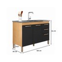 Ver imagem 3 de Gabinete Pia 120cm Balcão Cozinha 3 Portas Carvalho Americano Preto - Edecasamoveis