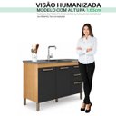 Ver imagem 5 de Gabinete Pia 120cm Balcão Cozinha 3 Portas Carvalho Americano Preto - Edecasamoveis