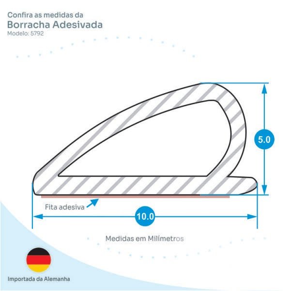 Borracha de Vedação para Porta de Madeira | 10 Metros Adesivada Mod.5792 - Branca - 2
