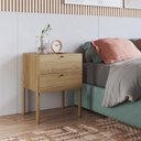 Ver imagem 2 de Mesa de Cabeceira 2 Gavetas Pé Madeira Artesano Oslo