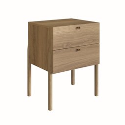Mesa de Cabeceira 2 Gavetas Pé Madeira Artesano Oslo - 3
