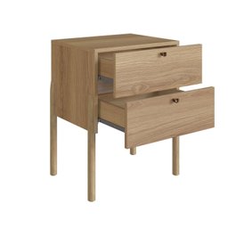 Mesa de Cabeceira 2 Gavetas Pé Madeira Artesano Oslo - 7