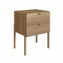 Ver imagem 3 de Mesa de Cabeceira 2 Gavetas Pé Madeira Artesano Oslo Marrom