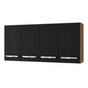 Ver imagem 1 de Armário Aéreo Cozinha Marah 118cm 04 Portas Savana Preto - Desk Design