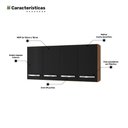 Ver imagem 5 de Armário Aéreo Cozinha Marah 118cm 04 Portas Savana Preto - Desk Design