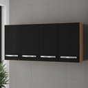 Ver imagem 2 de Armário Aéreo Cozinha Marah 118cm 04 Portas Savana Preto - Desk Design