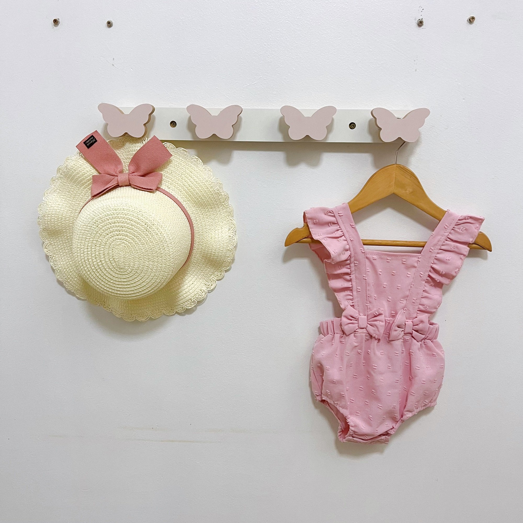 2 Cabideiros Parede Infantil Pendurador Roupas Borboleta:rosa