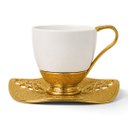Ver imagem 4 de Jogo de Xícaras de Café Chá em Porcelana Branca com Detalhes Dourado 12 Peças