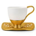 Ver imagem 5 de Jogo de Xícaras de Café Chá em Porcelana Branca com Detalhes Dourado 12 Peças