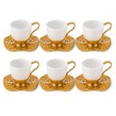 Ver imagem 1 de Jogo de Xícaras de Café Chá em Porcelana Branca com Detalhes Dourado 12 Peças