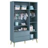 Guarda Roupa Infantil Theo 3 Portas Azul Fosco com Pés Madeira Natural - Reller Móveis Azul Fosco - 2