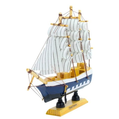 Miniatura Barco Navio de Madeira Veleiro Decorativo – 29cm
