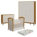Ver imagem 1 de Quarto de Bebê 4 Portas com Cômoda com Porta Elfe Classic e Berço Americano Danny Areia Savana