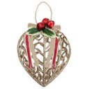 Ver imagem 1 de Conjunto 12 Peças Decoração Enfeite Bola Coração Árvore Natal Dourada Glitter Natalina 11,5cm