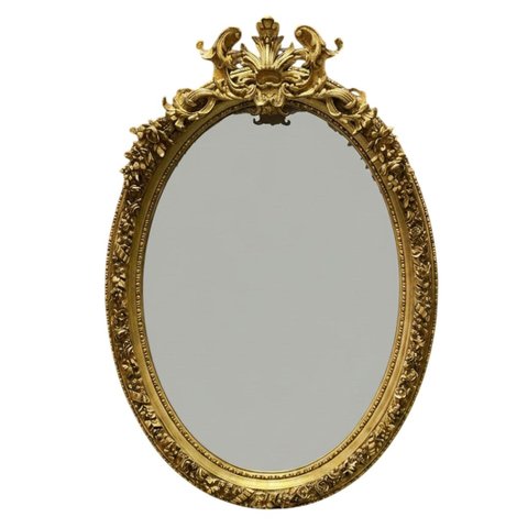 Espelho Clássico Oval Dourado a:126 L:90 P:13cm para Parede
