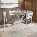 Ver imagem 2 de Kit Mesa Diamante 542 Sala de Jantar 4 Cadeiras Pés Tubular Floral/branco