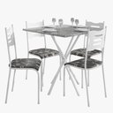 Ver imagem 1 de Kit Mesa Diamante 542 Sala de Jantar 4 Cadeiras Pés Tubular Floral/branco