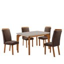 Ver imagem 1 de Mesa de Jantar Liz 120 cm Tampo MDF Vidro Canto Copo com 4 Cadeira Aline