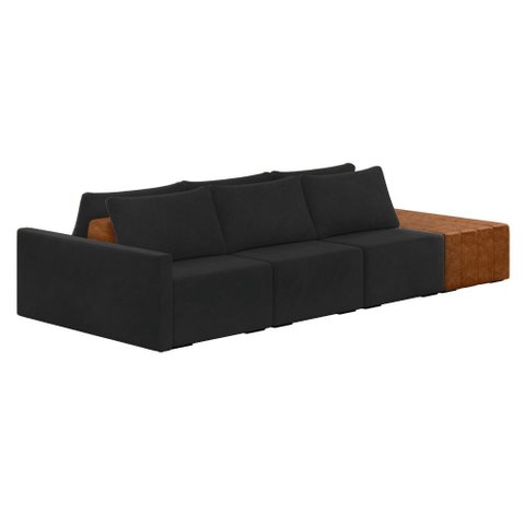 Sofá Ilha 3 Lugares Living 372cm Modulado para Sala Lary Veludo K01 - D’Rossi