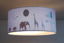 Ver imagem 2 de Luminária Plafon Safari Savana Cúpula Tecido 30x15cm: Azul
