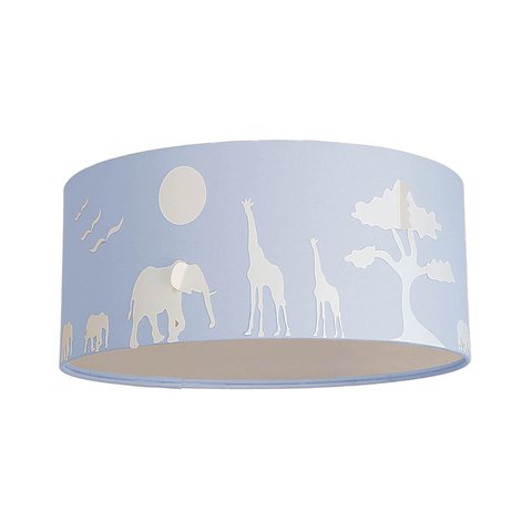 Luminária Plafon Safari Savana Cúpula Tecido 30x15cm: Azul
