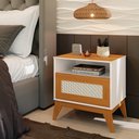 Ver imagem 1 de Mesa de Cabeceira Rattan Pés em Mdf 25mm com 1 Gaveta Retrô