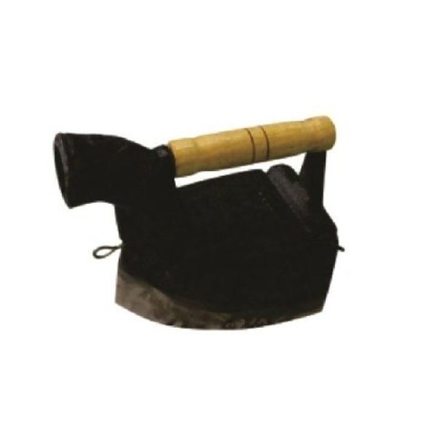 Ferro Passar Roupa A Brasa Alça Madeira Chaminé 20x10x15,5cm