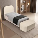 Ver imagem 4 de Cabeceira Cama Box Solteiro 100cm Lanna com Puff Recamier Doha W01 Linho Palha - Lyam Decor