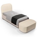 Ver imagem 1 de Cabeceira Cama Box Solteiro 100cm Lanna com Puff Recamier Doha W01 Linho Palha - Lyam Decor