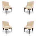 Ver imagem 1 de Kit 4 Cadeiras Decorativas Sala de Jantar Base Fixa de Madeira Firenze Suede Bege/Preto G19 - Gran B