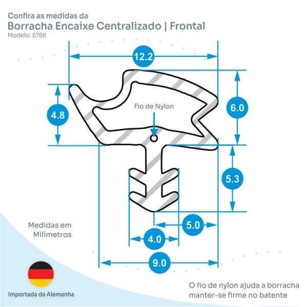 Borracha de Vedação para Porta de Madeira | 20 Metros Encaixe Frontal Centralizado Mod.5788 - Cinza - 2