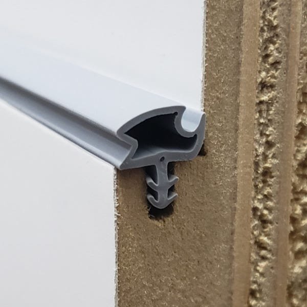 Borracha de Vedação para Porta de Madeira | 20 Metros Encaixe Frontal Centralizado Mod.5788 - Cinza - 1