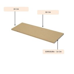 Combo 6 Prateleiras Mdf Cru 60x20 cms Com Suporte - 2