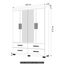 Ver imagem 4 de Guarda Roupa Casal 160cm com Espelho Cancum Freijó/off Z17 - Mpozenato