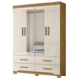 Guarda Roupa Casal 160cm com Espelho Cancum Freijó/off Z17 - Mpozenato - 1 Guarda Roupa Casal 160cm com Espelho Cancum Freijó/off Z17 - Mpozenato - 1