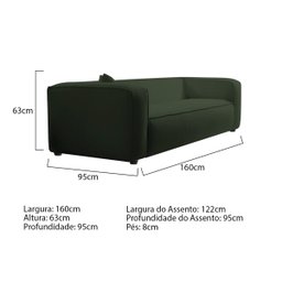 Sofá 2 Lugares 160cm Orgânico Luxo Recepção Cecília Linho - 3