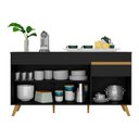 Ver imagem 4 de Balcão Cozinha Gabinete Pia 150 Cm 3 Portas 1 Gaveta Veneza Gb Multimóveis Mp3740 Preto