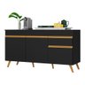 Balcão Cozinha Gabinete Pia 150 cm 3 Portas 1 Gaveta Veneza GB Multimóveis MP3740 Preto - 3