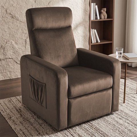 Poltrona Madrid Retrátil para Sala Reclinável com Design Moderno e Confortável Veludo Marrom