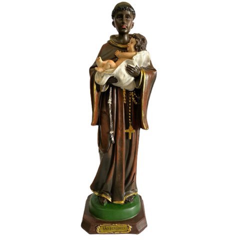 Imagem De São Benedito Padroeiro Em Resina Especial 31 Cm