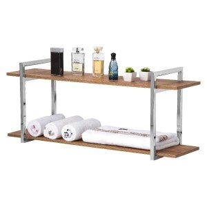 Nicho Banheiro Cromado Com Prateleiras Amadeirado 120cm