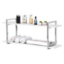 Ver imagem 1 de Nicho Banheiro Cromado Com Prateleiras Branco 120cm