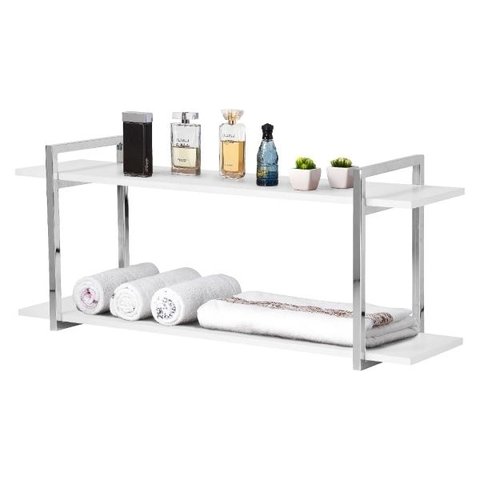 Nicho Banheiro Cromado Com Prateleiras Branco 80cm