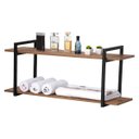 Ver imagem 1 de Nicho Banheiro Preto Com Prateleiras Amadeirado 100cm