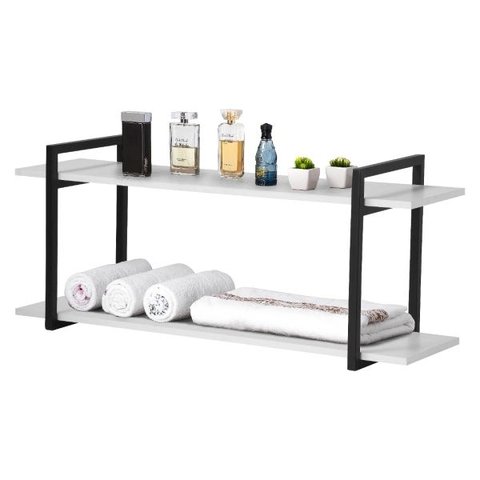 Nicho Banheiro Preto Com Prateleiras Branco 120cm